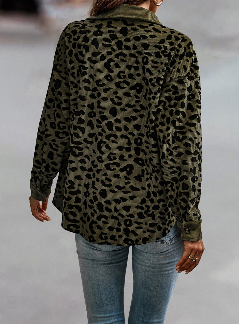 Leopard Print Corduroy Shacket