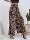 Wide Leg Leopard Print Trousers