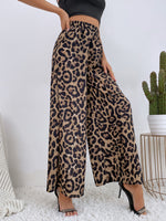 Wide Leg Leopard Print Trousers