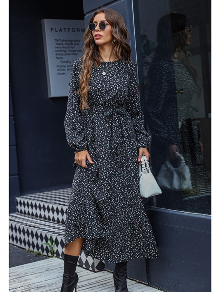 Floral Belted Maxi Dress