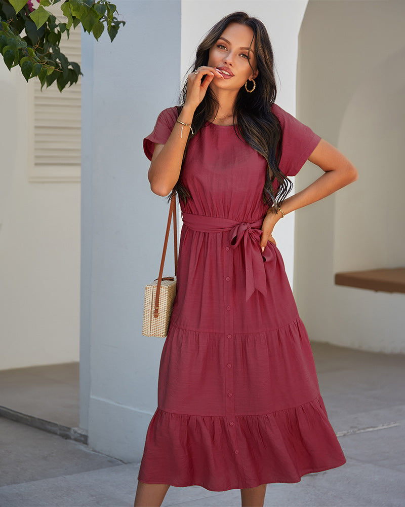 Tiered Belted Dress