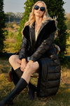 Faux Fur Down filled Quilted Hooded Coat