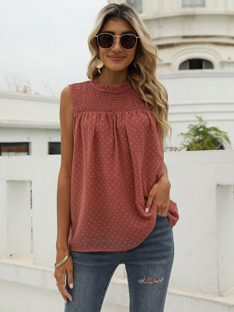 Sleeveless Dotted Blouse