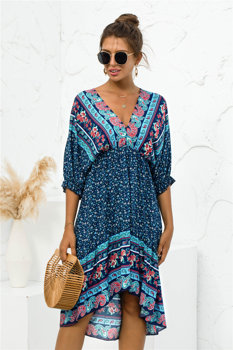 Bohemian Open Back Midi Dress