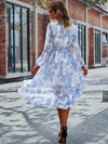 Floral V Neck Belted Wrap Dress