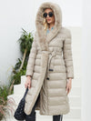 Faux Fur Down filled Quilted Hooded Coat