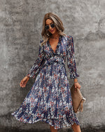 3/4 Sleeve Ruffle Floral Dress