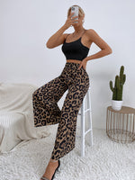 Wide Leg Leopard Print Trousers