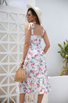 Floral Tiered Hem Sleeveless Midi Dress