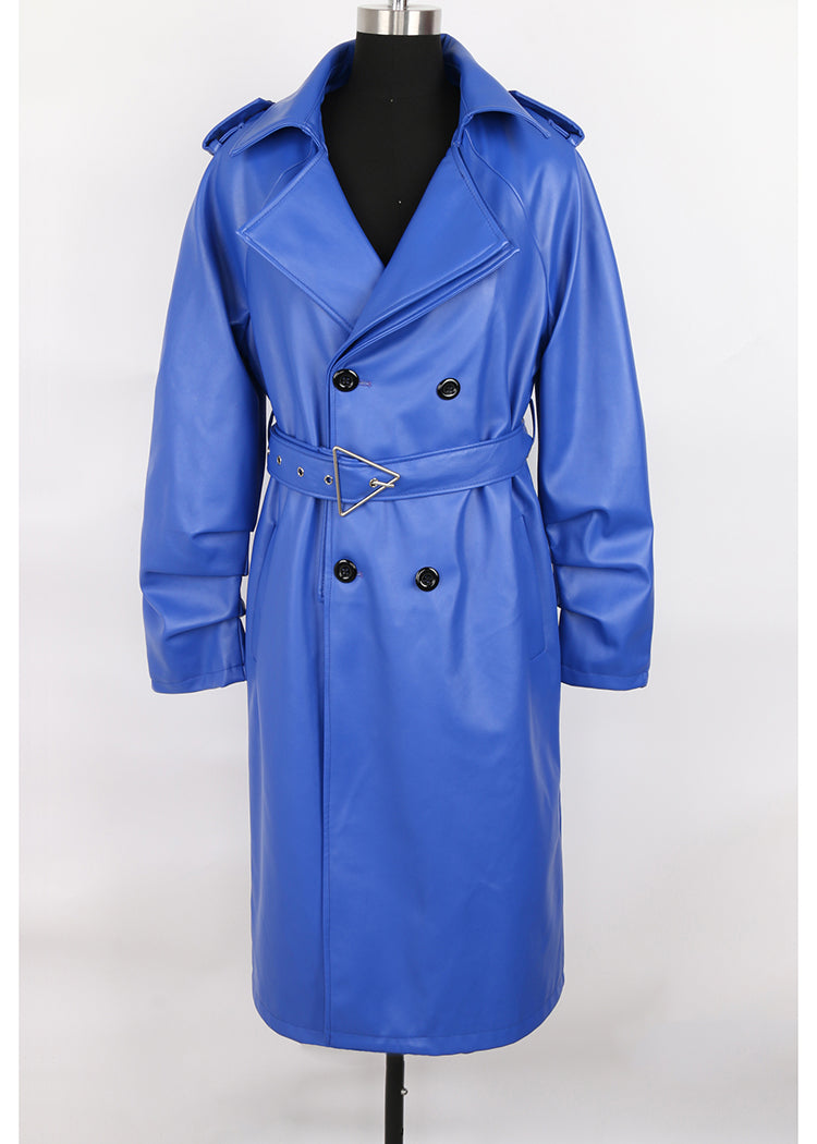 Faux Leather Trench Coat