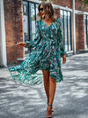 Floral V Neck Belted Wrap Dress