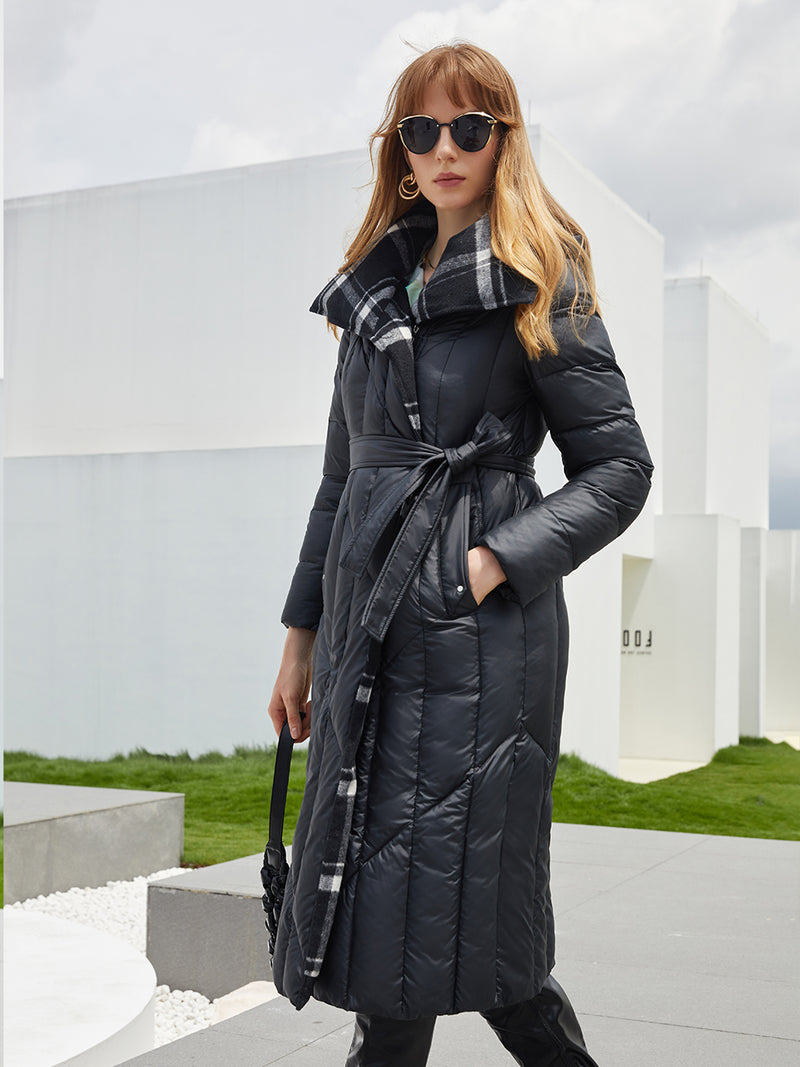 Luxury Quilted Check Lined Coat – Rikona