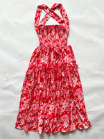 Red Floral Backless Maxi Dress