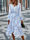 Floral V Neck Belted Wrap Dress