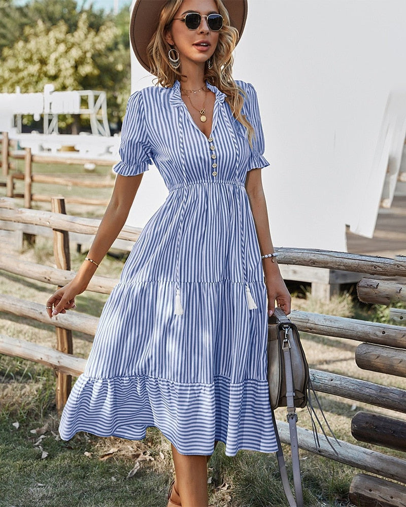 Striped Short Sleeve Dress