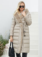 Faux Fur Down filled Quilted Hooded Coat