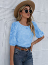 Sheer Embroidered Half Sleeve Top