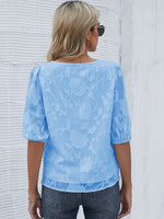 Sheer Embroidered Half Sleeve Top