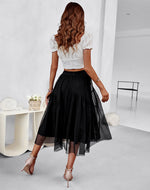 Split Fabric Tulle Skirt