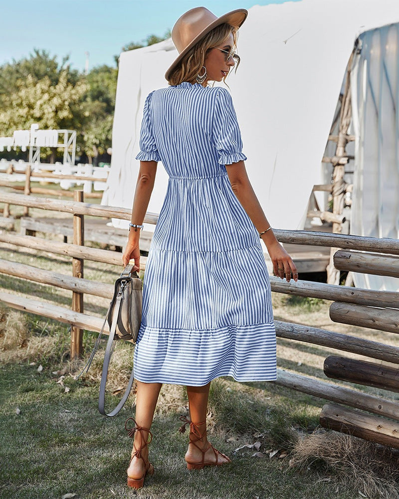 Striped Short Sleeve Dress