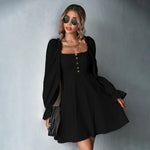 Puff Sleeve Square Neck Dress