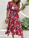 Split Sleeve Printed Midi Dress