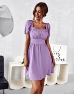 Square Collar Short Sleeve Dress