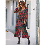 Long Sleeve Button Midi Dress with Elasticated Waist