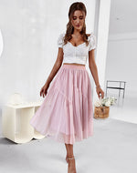 Split Fabric Tulle Skirt