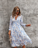 3/4 Sleeve Ruffle Floral Dress