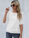 Sheer Embroidered Half Sleeve Top