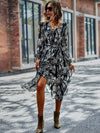 Floral V Neck Belted Wrap Dress