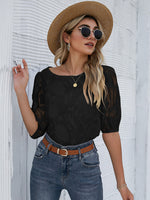 Sheer Embroidered Half Sleeve Top