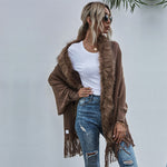 Faux fur fringe edge cape