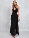 Velvet Key Hole Sleeve Maxi Dress