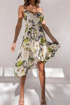 Satin Cross Over Floral Midi Dress