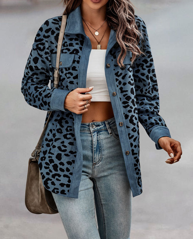 Leopard Print Corduroy Shacket