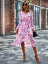 Floral V Neck Belted Wrap Dress