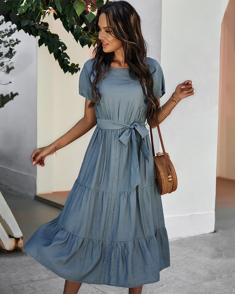 Tiered Belted Dress