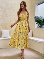 Shoulder Bow Floral Midi Dress