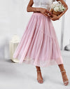 Split Fabric Tulle Skirt