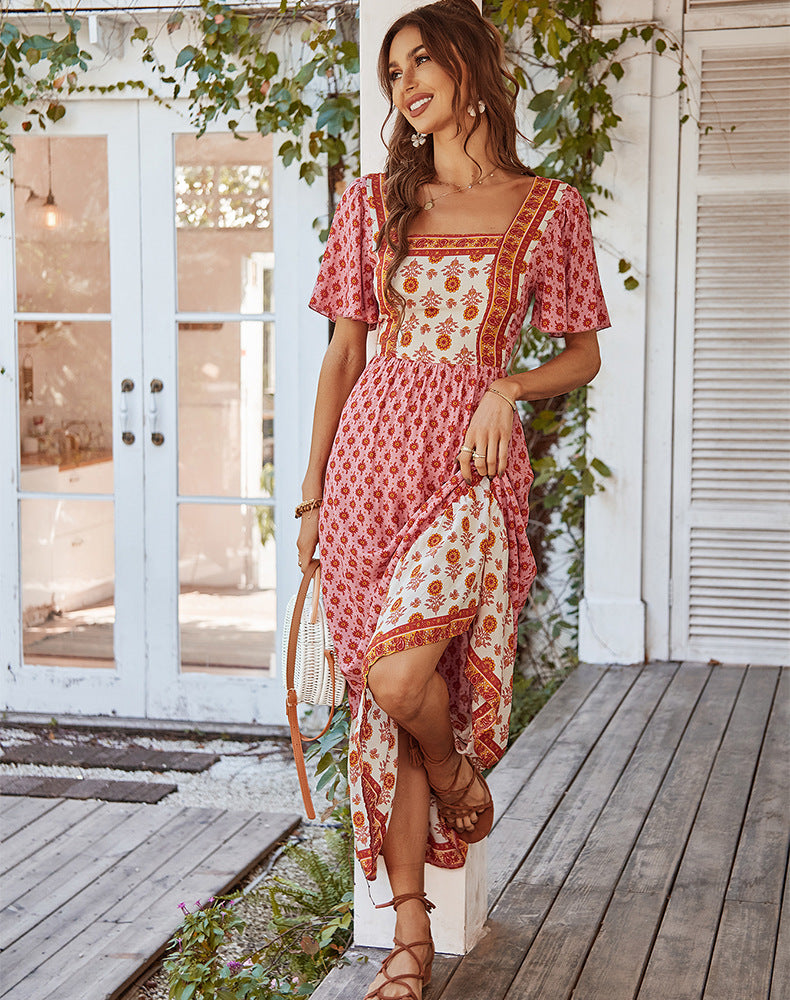 Square Neck Gypsy Maxi Dress