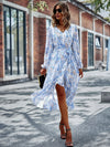 Floral V Neck Belted Wrap Dress