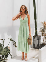 Broderie anglaise strappy button down midi dress