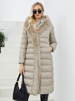 Faux Fur Down filled Quilted Hooded Coat