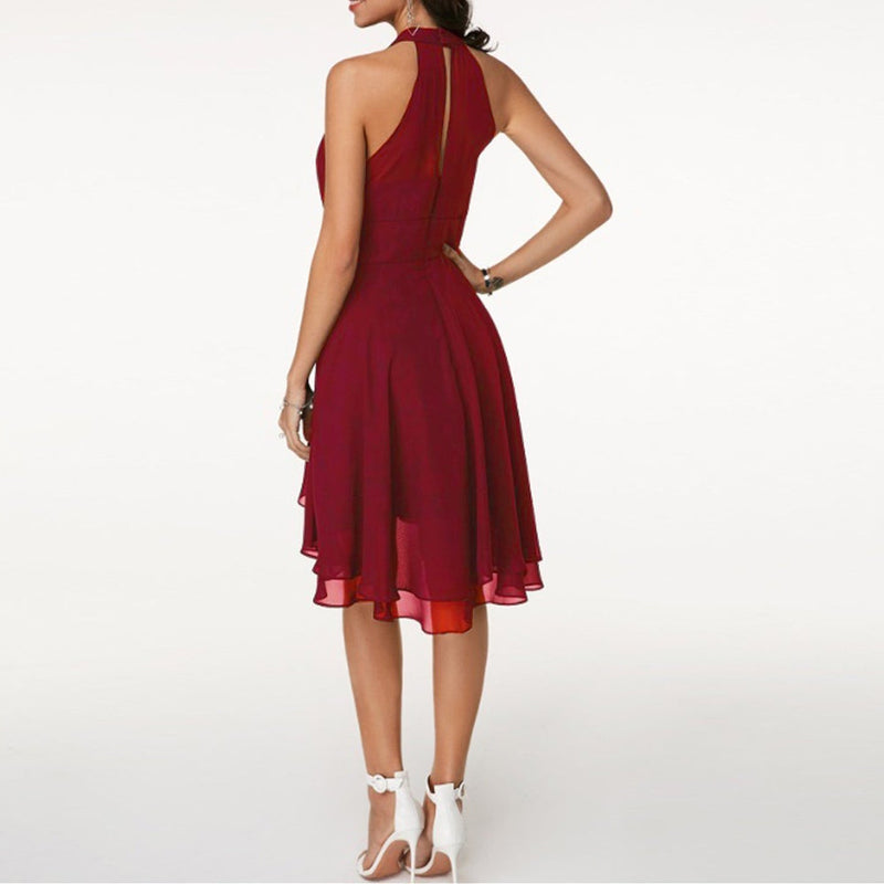 Halter neck Wave Hem Dress