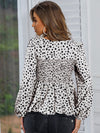 Dotted Long Sleeve Square Neck Top