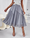 Split Fabric Tulle Skirt