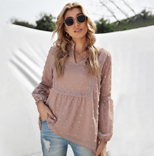 Chiffon Dotted Lace Blouse