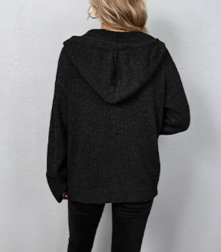 Knitted Hooded Cardigan